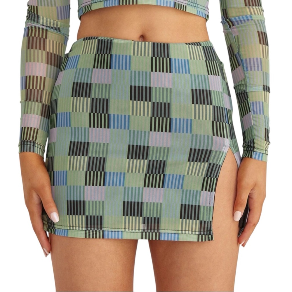 Riley Hubatka x Peppermayo - The Good Times Mesh Mini Skirt - Techno Check